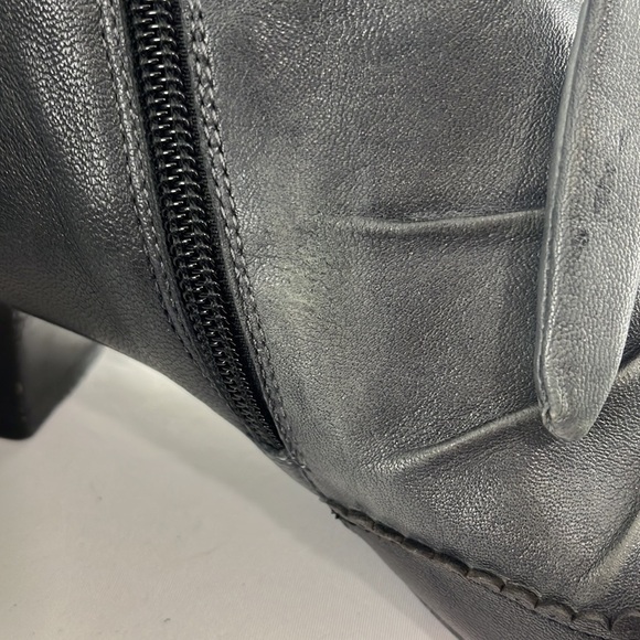 Marc Grey & Black Leather Booties w/ Eyelet Embellishments - Picture 7 of 13